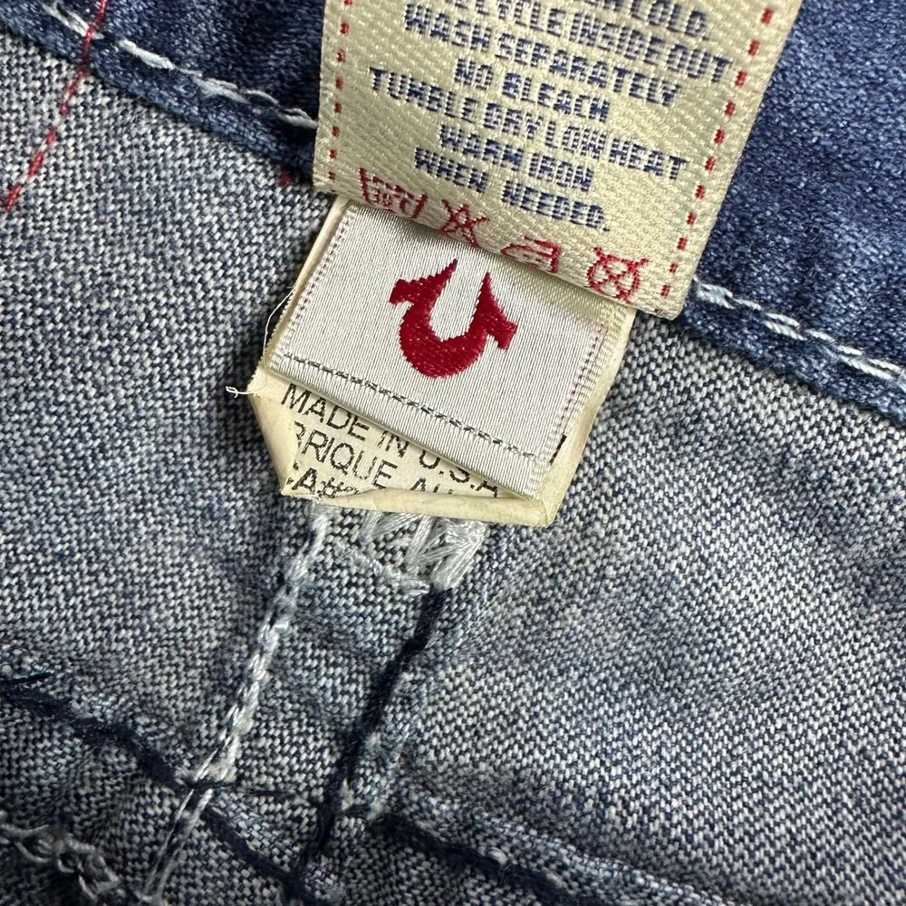 True Religion Billy Super T Jeans Blue Contrast Stitch Flap Pocket / Mens 32x31